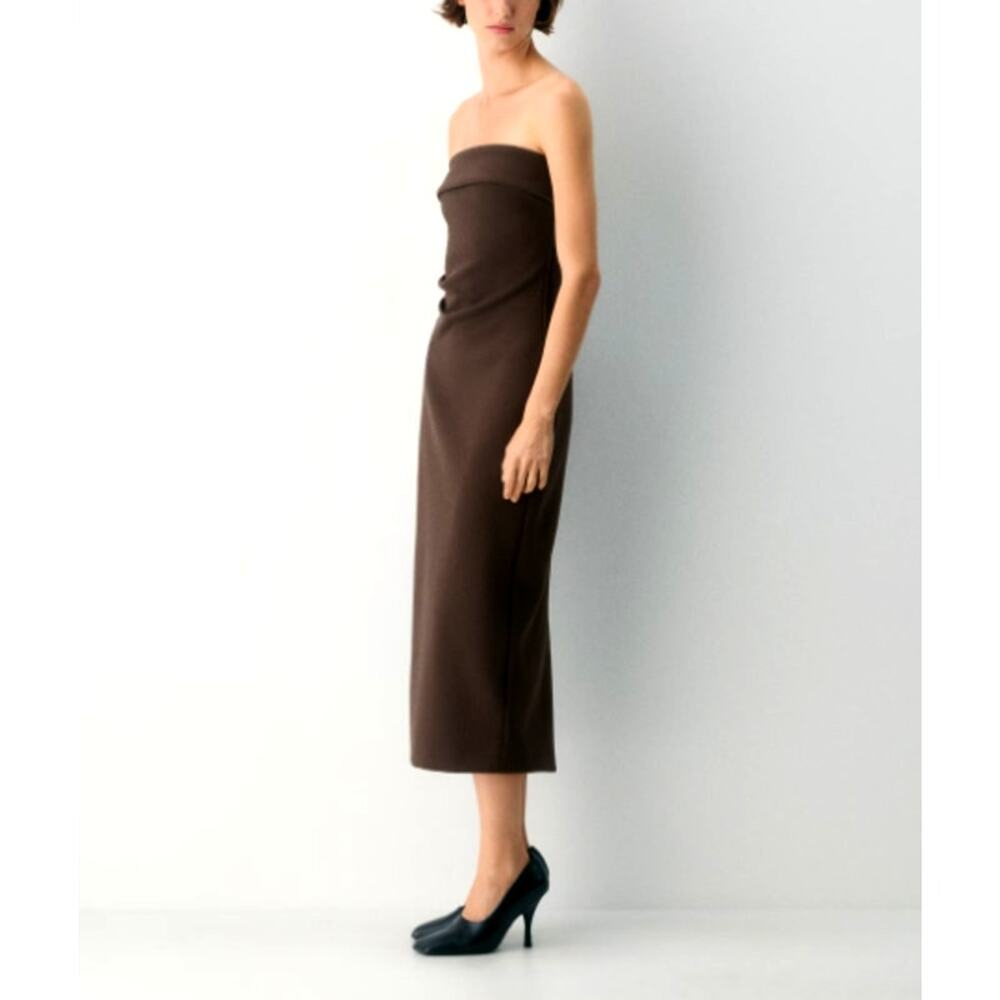 Babaton by Aritzia Women's Rich Mocha Brown FigureKnit Eyecatcher Dress Size S - Picture 9 of 9